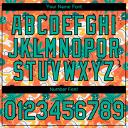 Custom Orange Aqua-Black 3D Pattern Design Abstract Doodle Performance T-Shirt