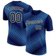 Custom Navy Black-Sky Blue 3D Esports Performance T-Shirt