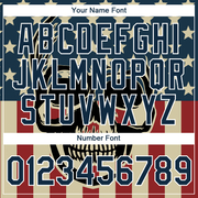 Custom US Navy Blue White 3D Skull With American Flag Performance T-Shirt