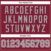 Custom Crimson Gray-White Long Sleeve Performance T-Shirt