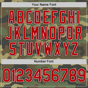 Custom Camo Red-Black Salute To Service Two-Button Unisex Softball Jersey