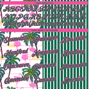 Custom Kelly Green Pink-White 3D Tropical Hawaii Palm Tree And Animal Flamingo Performance T-Shirt