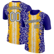 Custom Dark Purple Light Gray Gold-Black 3D Esports Performance T-Shirt