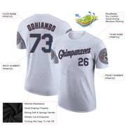 Custom White Navy-Red 3D Skull With American Flag Performance T-Shirt