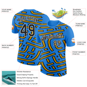 Custom Powder Blue Black-Gold 3D Esports Performance T-Shirt