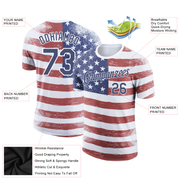 Custom Red Navy-White 3D American Flag Patriotic Performance T-Shirt