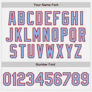 Custom White Red Pinstripe Light Blue Two-Button Unisex Softball Jersey