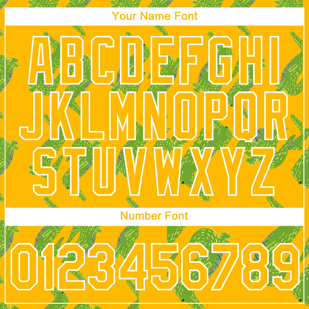 Custom Gold White 3D Pattern Design Crocodile Performance T-Shirt