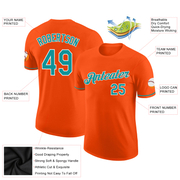 Custom Orange Teal-White Performance T-Shirt