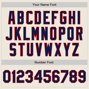 Custom Cream Red Pinstripe Navy Two-Button Unisex Softball Jersey