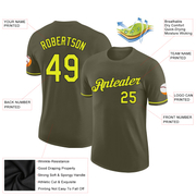 Custom Olive Neon Yellow-Black Performance Salute To Service T-Shirt