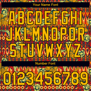 Custom Red Gold-Black 3D Pattern Floral Design Performance T-Shirt