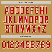 Custom Old Gold Red Pinstripe White Two-Button Unisex Softball Jersey