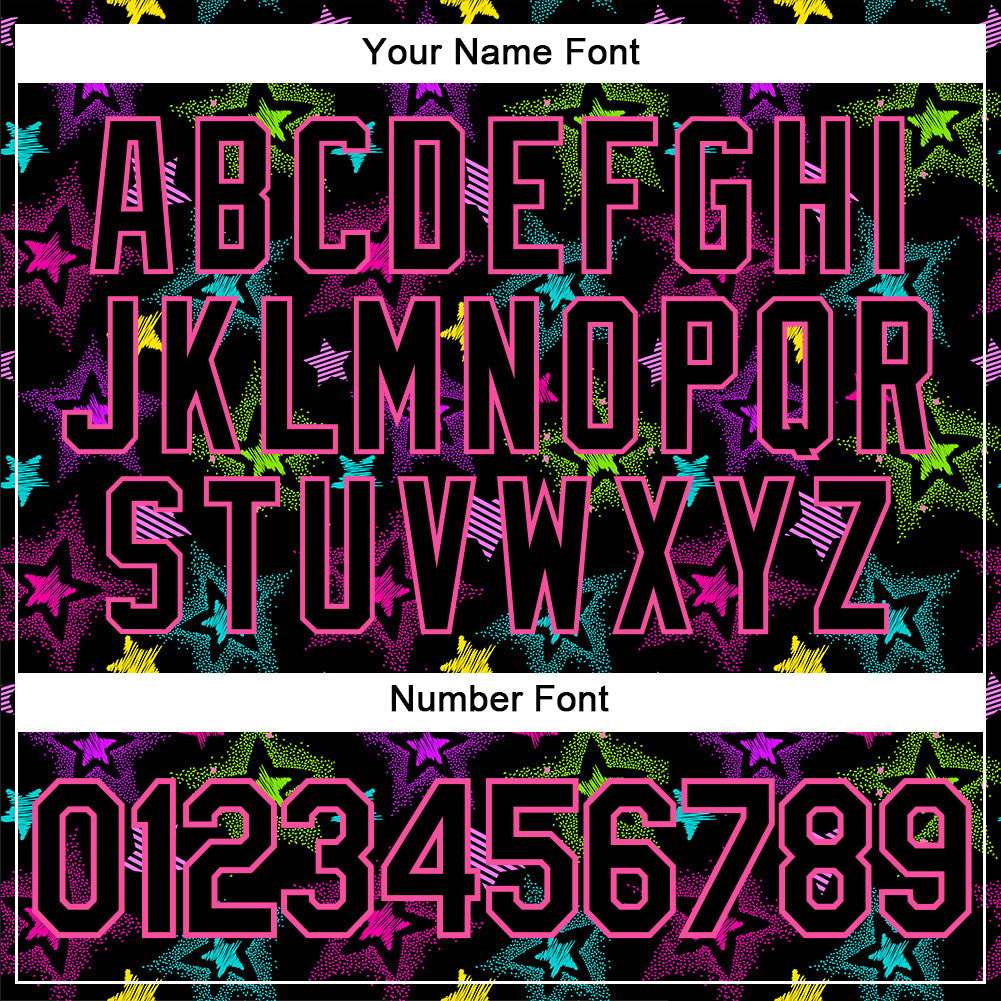 Custom Graffiti Pattern Black-Pink 3D Creative Colorful Stars Performance T-Shirt