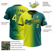 Custom Teal Neon Yellow-Black Gradient Fashion Two-Button Unisex Softball Jersey
