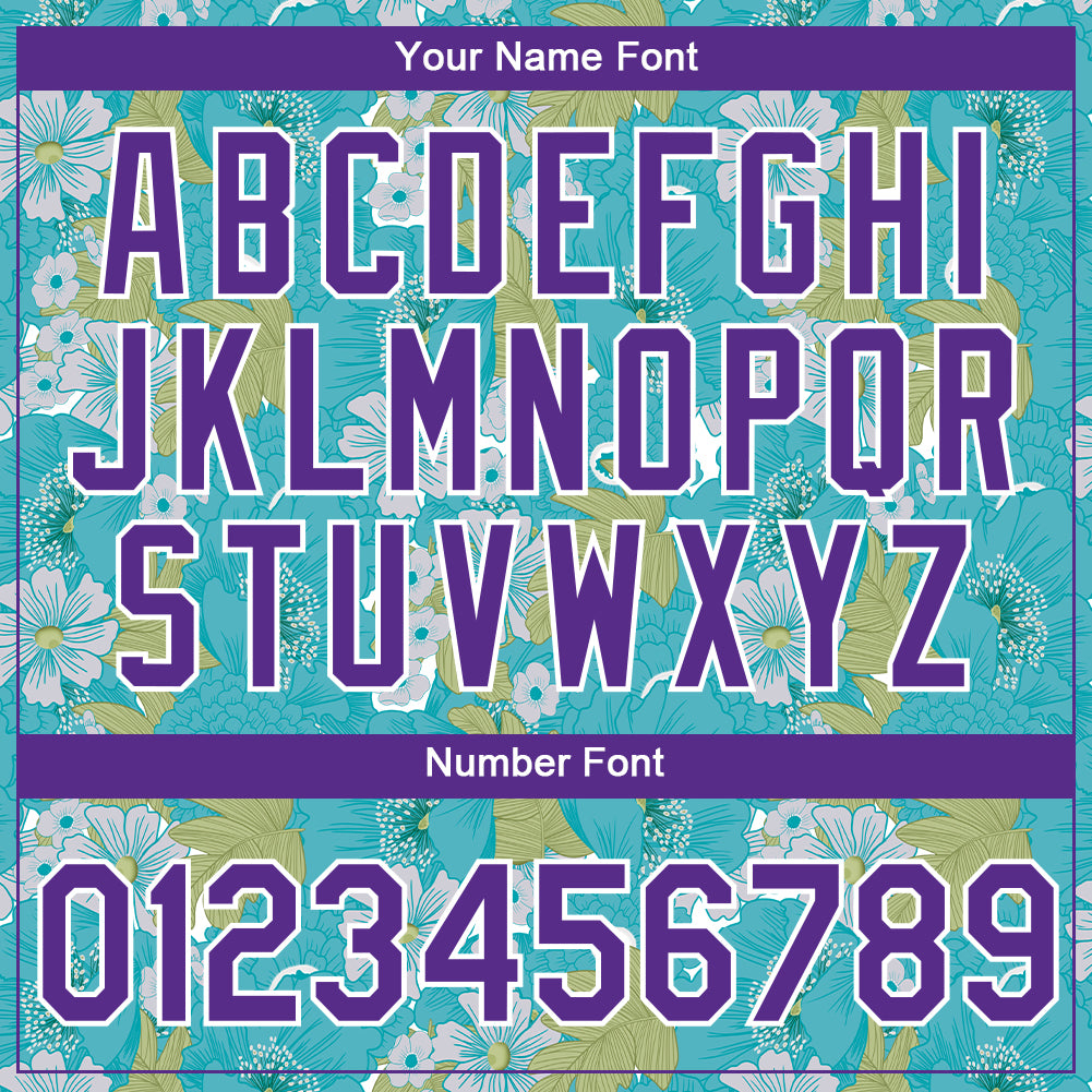 Custom Teal Purple-White 3D Pattern Design Flowers Performance T-Shirt