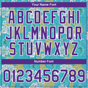 Custom Teal Purple-White 3D Pattern Design Flowers Performance T-Shirt