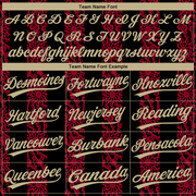 Custom Black Vegas Gold-Red 3D Pattern Two-Button Unisex Softball Jersey