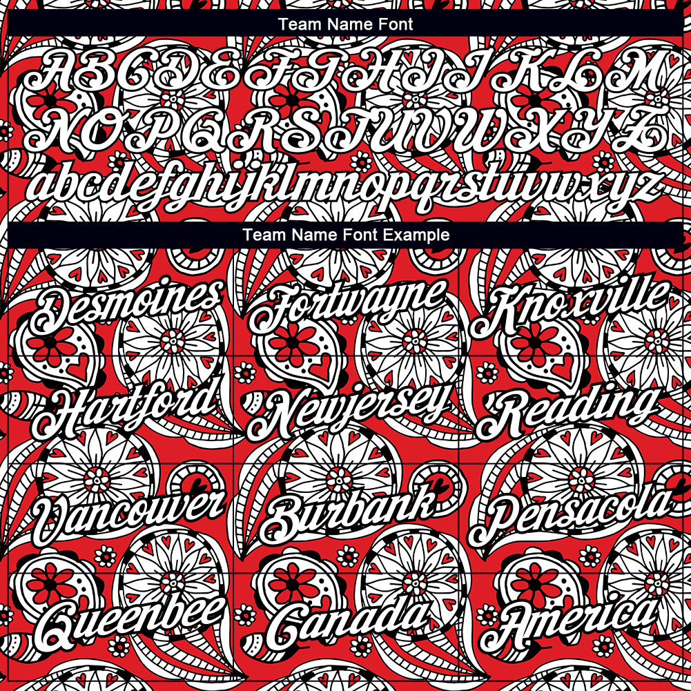 Custom Red White-Black 3D Pattern Floral Design Performance T-Shirt