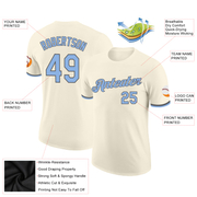 Custom Cream Light Blue-Steel Gray Performance T-Shirt