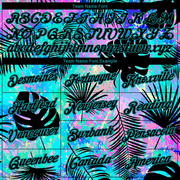 Custom Teal Black 3D Pattern Design Hawaii Palm Leaves Performance T-Shirt