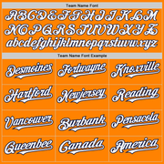 Custom Bay Orange Navy Pinstripe White Two-Button Unisex Softball Jersey