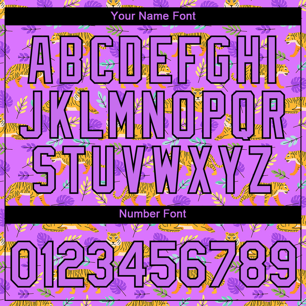 Custom Purple Black 3D Pattern Design Tiger Performance T-Shirt