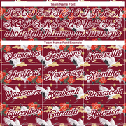 Custom Crimson White 3D Pattern Design Animal Crane Performance T-Shirt