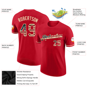 Custom Red Vintage USA Flag-City Cream Performance T-Shirt