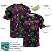 Custom Graffiti Pattern Black-Pink 3D Creative Colorful Stars Performance T-Shirt