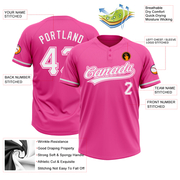 Custom Pink White Two-Button Unisex Softball Jersey