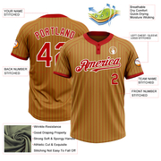 Custom Old Gold Red Pinstripe White Two-Button Unisex Softball Jersey