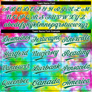 Custom Tie Dye Kelly Green-White 3D Rainbow Two-Button Unisex Softball Jersey