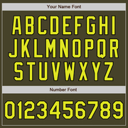 Custom Olive Black Pinstripe Neon Yellow Salute To Service Two-Button Unisex Softball Jersey