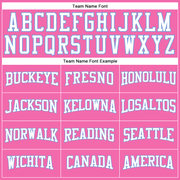 Custom Pink White-Light Blue Long Sleeve Performance T-Shirt