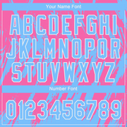 Custom Pink Powder Blue-White 3D Pattern Two-Button Unisex Softball Jersey