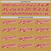 Custom Old Gold Red Pinstripe White Two-Button Unisex Softball Jersey