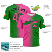 Custom Grass Green Pink-Black Gradient Fashion Performance T-Shirt