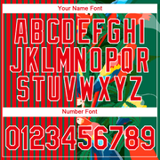 Custom Fire Red Kelly Green-White 3D Tropical Hawaii Palm Leaves And Animal Parrot Performance T-Shirt