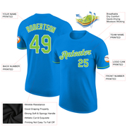 Custom Blue Neon Green-White Performance T-Shirt