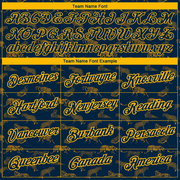 Custom Navy Gold 3D Pattern Design Tiger Performance T-Shirt