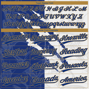 Custom Graffiti Pattern Royal-Old Gold 3D Two-Button Unisex Softball Jersey