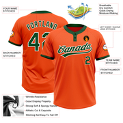 Custom Orange Green-White Two-Button Unisex Softball Jersey