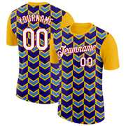 Custom Gold Dark Purple Powder Blue-Red 3D Esports Performance T-Shirt