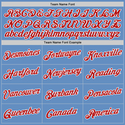 Custom Light Blue White-Red Performance T-Shirt