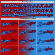 Custom Powder Blue Red-Navy Gradient Fashion Performance T-Shirt