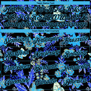 Custom Black Sky Blue 3D Pattern Design Flower With Butterfly Performance T-Shirt