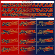 Custom Navy Red-Old Gold Gradient Fashion Two-Button Unisex Softball Jersey