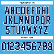 Custom Sky Blue Navy-White Performance T-Shirt