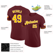 Custom Burgundy Gold-White Performance T-Shirt